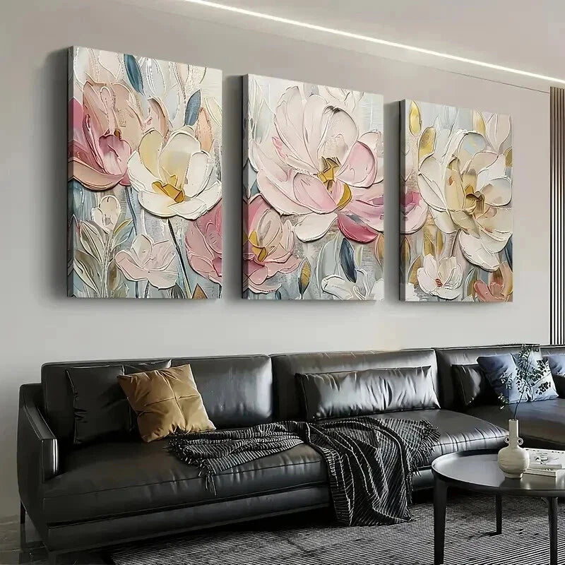 3pcs Artistic Floral Abstract Landscape Perfect Wall Art Set Canvas Framed 50x70cm - High Quality Print 100% Australian Made Wall Canvas Ready to Hang - Bella Home Decor