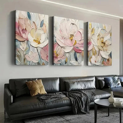 3pcs Artistic Floral Abstract Landscape Perfect Wall Art Set Canvas Framed 50x70cm - High Quality Print 100% Australian Made Wall Canvas Ready to Hang - Bella Home Decor