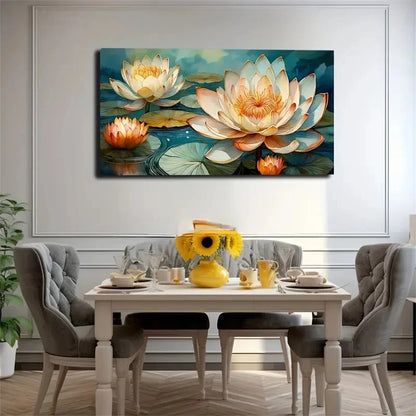 Blooming for Lotus Flowers Wall Art Canvas Office Home Room Framed 120x60cm