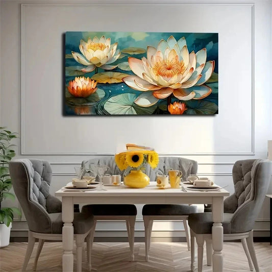 Blooming for Lotus Flowers Wall Art Canvas Office Home Room Framed 120x60cm