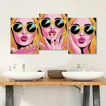 3pcs Colorful Abstract Pop Art Prints Wall Art Set Canvas Unframed - High Quality Print 100% Australian Made Wall Canvas - Bella Home Decor