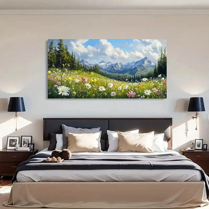 Vintage & Contemporary Meadow Wall Art Canvas Office Home Room Framed 120x60cm