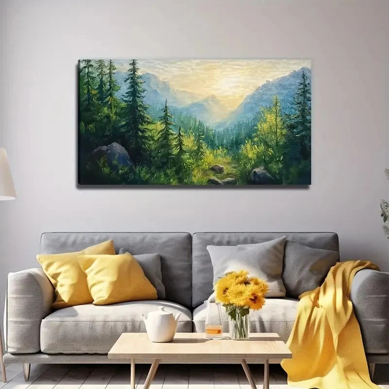 Forest Landscape Painting Wall Art Canvas Office Home Room Framed 120x60cm