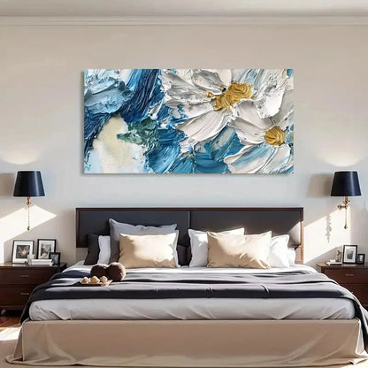 Floral Textured Brushstrokes Wall Art Canvas Office Home Room Framed 120x60cm - Bella Home Decor