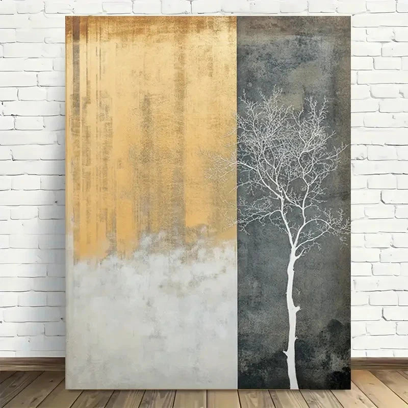 Beautiful Modern Vintage Design With Golden Painting 40x60cm Metal Print Ready to Hang - Bella Home Decor