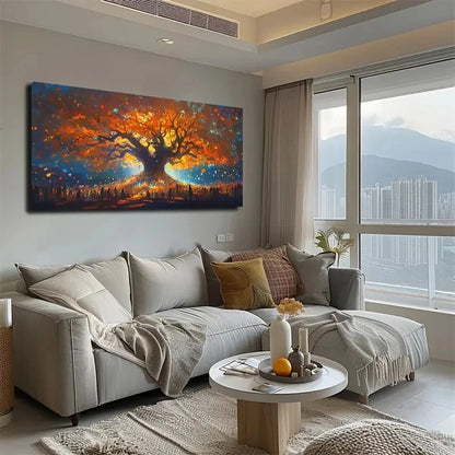 Vibrant Large Tree Silhouette Wall Art canvas office home room framed 120x60cm - Bella Home Decor