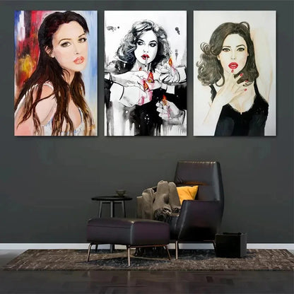 3pcs Showcasing a Women in Three Different Styles Metal Print Ready to Hang Art