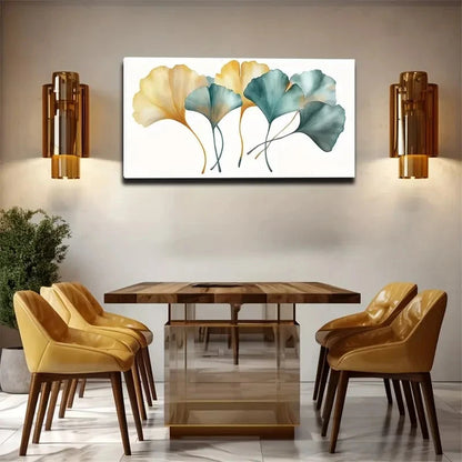 Two-Color Ginkgo Leaf Wall Art Canvas Office Home Room Framed 120x60cm