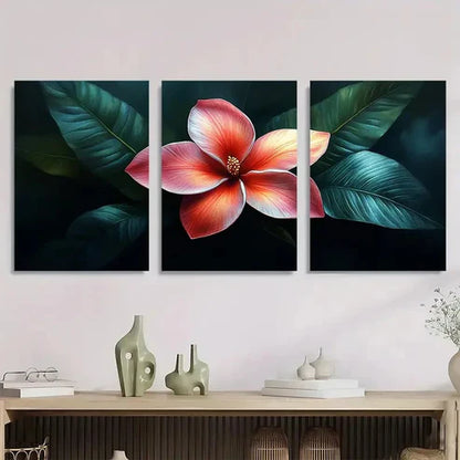 3pcs Pink Plumeria Flower Nature Wall Art Set Canvas Unframed - High Quality Print 100% Australian Made Wall Canvas