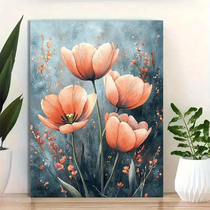 Beautiful Watercolor Wild Tulips Painting 40x60cm Metal Print Ready to Hang - Bella Home Decor