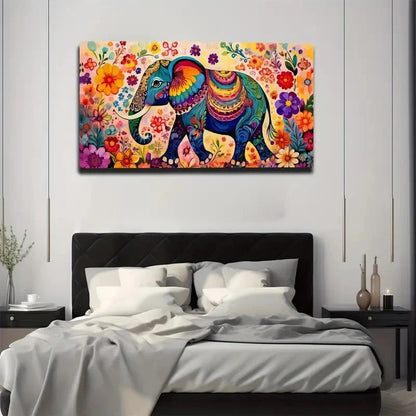 Walking Elephant Colorful Wall Art Canvas Office Home Room Framed 120x60cm