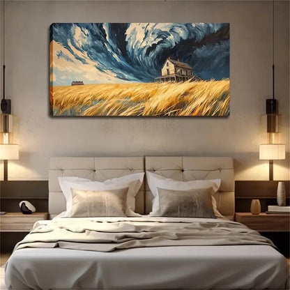 Abstract Black Clouds Over Wall Art Canvas Office Home Room Framed 120x60cm - Bella Home Decor
