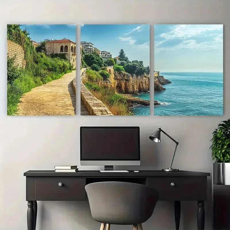 3pcs Vibrant Scenery & Architecture Perfect Wall Art Set Canvas Framed 50x70cm - High Quality Print 100% Australian Made Wall Canvas Ready to Hang