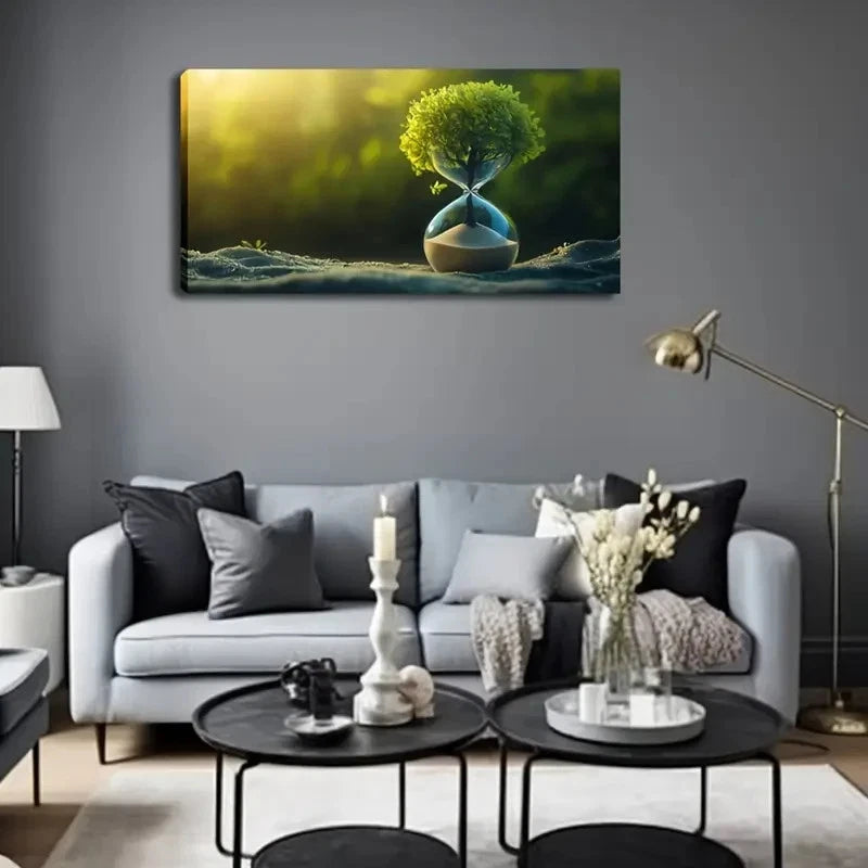 Realistic Hourglass Tree Wall Art canvas office home room framed 120x60cm