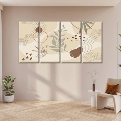 4pcs Neutral Botanical Abstract Shapes Wall Art Canvas Framed 45x80cm - High Quality Print 100% Australian Made Wall Canvas Ready to Hang
