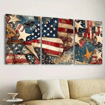 3pcs Patriotic American Wall Art Set Canvas Framed 60x90cm - High Quality Print 100% Australian Made Wall Canvas Ready to Hang