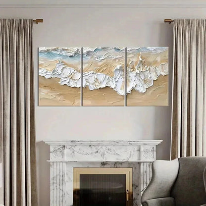 3pcs Abstract Ocean Waves Coastal Textured Wall Art Set Canvas Framed 40x60cm - High Quality Print 100% Australian Made Wall Canvas Ready to Hang