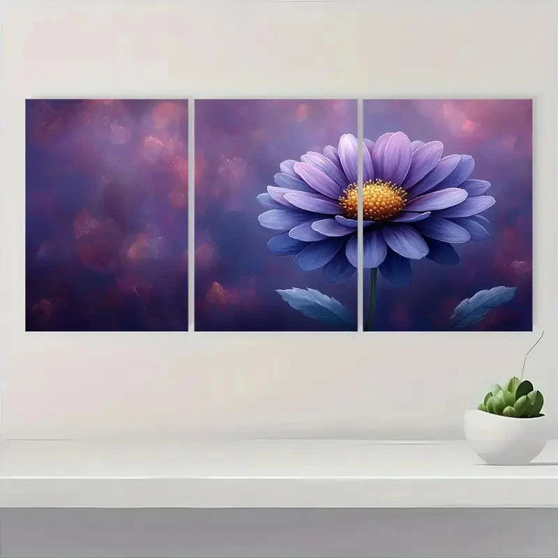 3pcs Chinese Aster Flower Interior Designers      Wall Art Set Canvas Framed 40x60cm - High Quality Print 100% Australian Made Wall Canvas Ready to Hang - Bella Home Decor