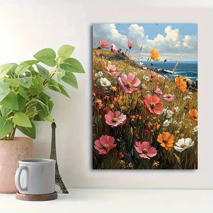 Beautiful Rosy Clouds Romantic Mountain Painting 60x90cm Metal Print Ready to Hang