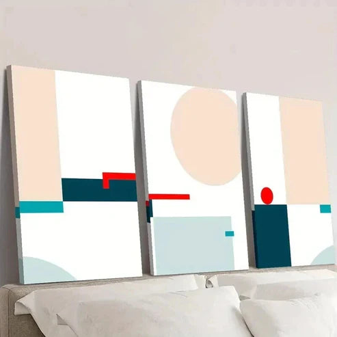 3pcs Colorful Bauhaus Geometric Pattern Wall Art Canvas Unframed - High Quality Print 100% Australian Made Wall Canvas - Bella Home Decor