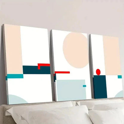 3pcs Colorful Bauhaus Geometric Pattern Wall Art Canvas Unframed - High Quality Print 100% Australian Made Wall Canvas - Bella Home Decor