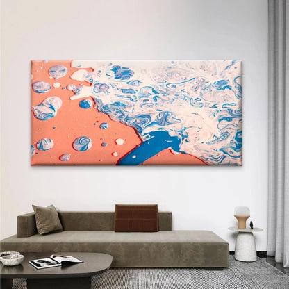 Flat Lay Mixed Paint Orange Wall Art Canvas Office Home Room Framed 120x60cm