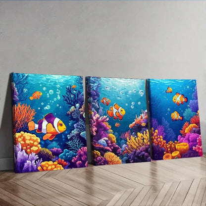 3pcs Depicting a Coral Reef Scene Wall Art Set Canvas Unframed – High Quality Print 100% Australian Made Wall Canvas