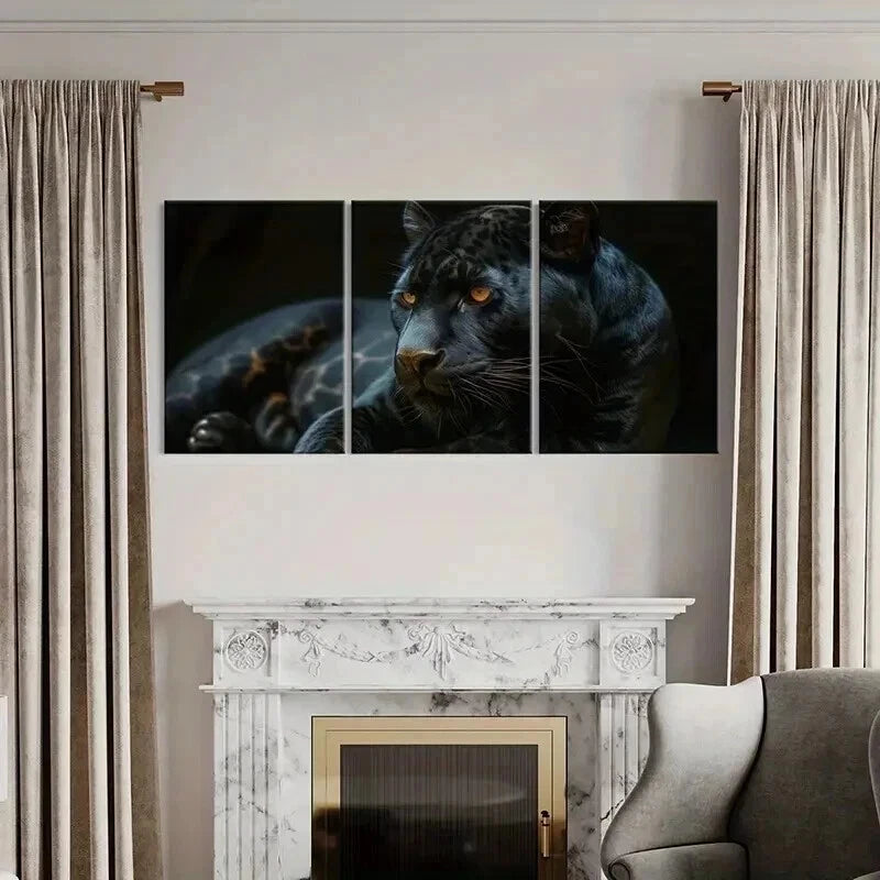 3pcs Golden Eye Dark Background Wildlife Wall Art Set Canvas Framed 60x90cm - High Quality Print 100% Australian Made Wall Canvas Ready to Hang - Bella Home Decor