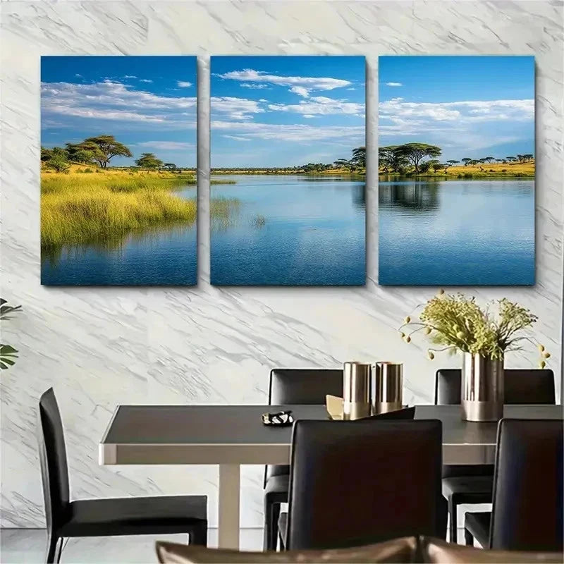 3pcs Zimbabwe Artwork Decor Perfect Wall Art Set Canvas Framed 50x70cm - High Quality Print 100% Australian Made Wall Canvas Ready to Hang