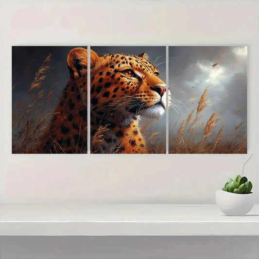 3pcs Leopard Vibrant Jungle Scene Wall Art Set Canvas Framed 50x70cm - High Quality Print 100% Australian Made Wall Canvas Ready to Hang