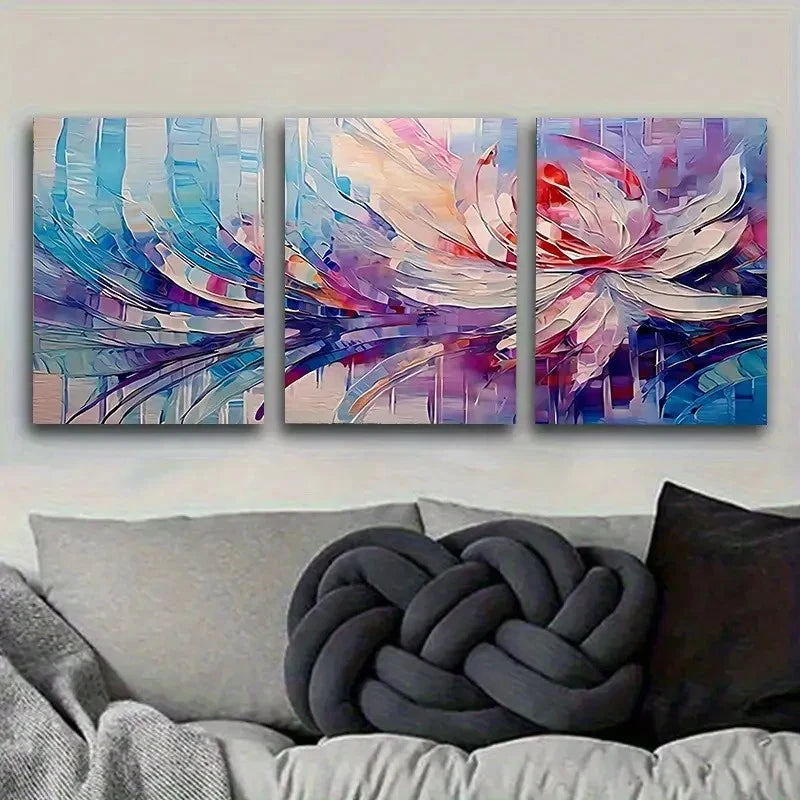 3pcs Abstract Feather Art Wall Art Set Canvas Framed 50x70cm - High Quality Print 100% Australian Made Wall Canvas Ready to Hang - Bella Home Decor
