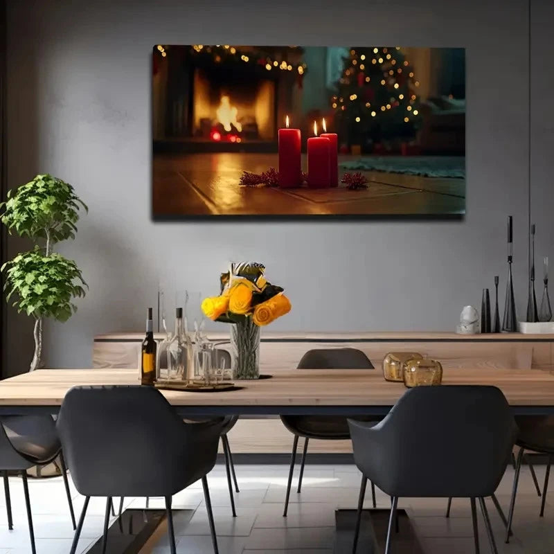 Features Three Lit Décor Red Wall Art Canvas Office Home Room Framed 120x60cm - Bella Home Decor