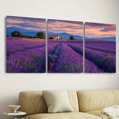 3pcs Lavender Fields of Provence Travel Poster Wall Art Set Canvas Framed 40x60cm - High Quality Print 100% Australian Made Wall Canvas Ready to Hang - Bella Home Decor