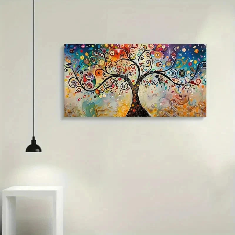 Tree Of Life Abstract Colorful Wall Art Canvas Office Home Room Framed 120x60cm
