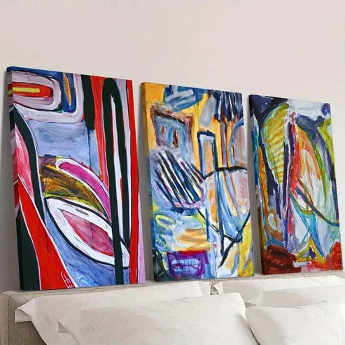 3pcs Brushwork Abstract Decorative Painting Wall Art Canvas Unframed - High Quality Print 100% Australian Made Wall Canvas - Bella Home Decor