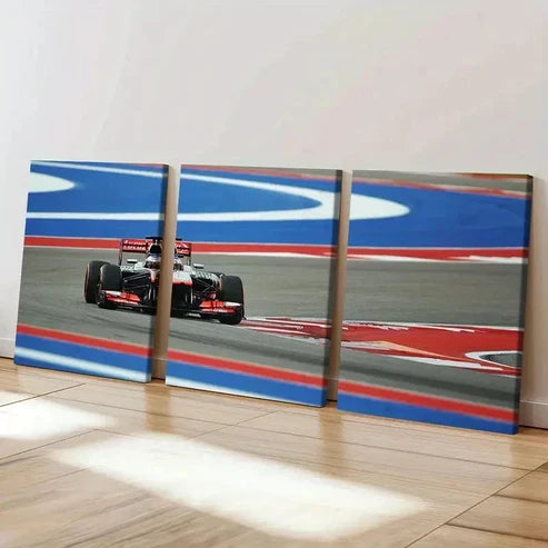 3pcs Formula 1 Racing Car Wall Art Set Canvas Unframed - High Quality Print 100% Australian Made Wall Canvas - Bella Home Decor