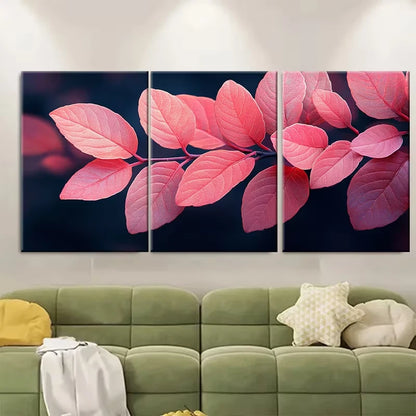 3pcs Pink Skeleton Leaves Metal Print Ready to Hang Art - Bella Home Decor