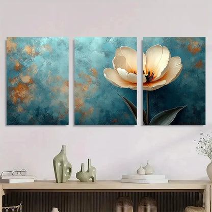 3pcs Beige Tulip Flower White Nature Perfect Wall Art Set Canvas Framed 40x60cm - High Quality Print 100% Australian Made Wall Canvas Ready to Hang - Bella Home Decor