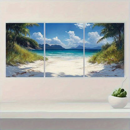 3pcs Whitehaven Beach Tropical Surfing Scene Metal Print Ready to Hang Art - Bella Home Decor