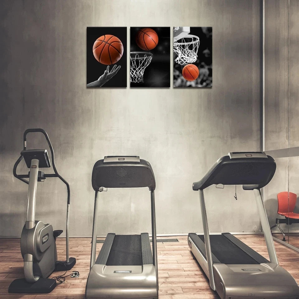 3pcs Basketball Theme Classic Modern Style Metal Print Ready to Hang Art - Bella Home Decor