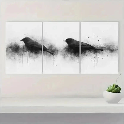 3pcs Bird Silhouette Charcoal BS     Wall Art Set Canvas Framed 60x90cm - High Quality Print 100% Australian Made Wall Canvas Ready to Hang - Bella Home Decor
