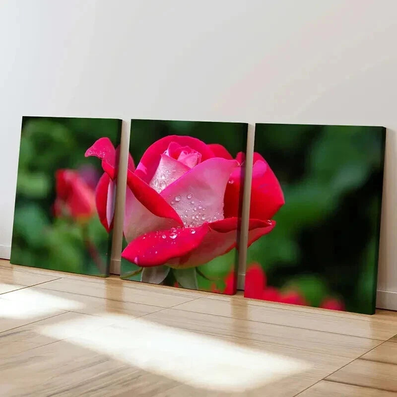 3pcs Floral Art Rose Flowers Decoration Wall Art Set Canvas Framed 60x90cm - High Quality Print 100% Australian Made Wall Canvas Ready to Hang - Bella Home Decor