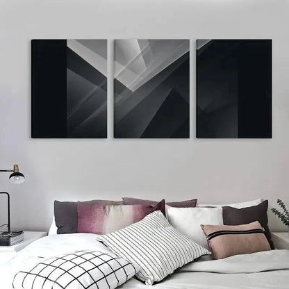 3pcs Black & White Geometric Art Design  Wall Art Set Canvas Framed 50x70cm - High Quality Print 100% Australian Made Wall Canvas Ready to Hang - Bella Home Decor