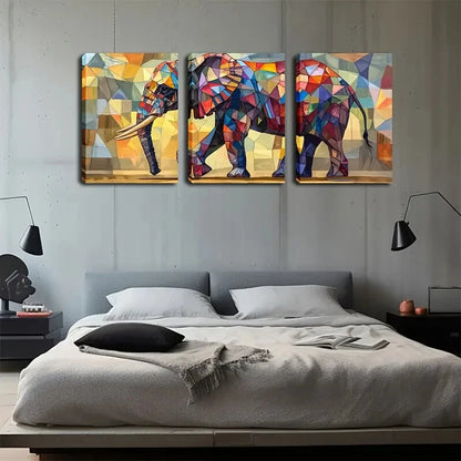 3pcs Triptych Abstract Elephant Décor Perfect Wall Art Set Canvas Framed 40x60cm - High Quality Print 100% Australian Made Wall Canvas Ready to Hang - Bella Home Decor