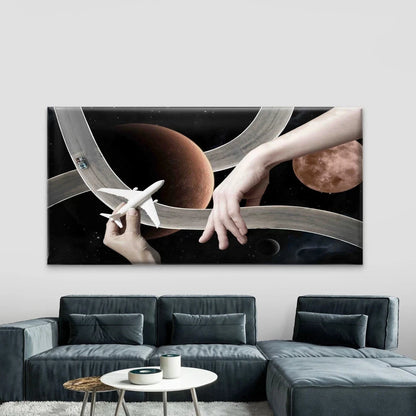 Features Hands Holding Roads Wall Art Canvas Office Home Room Framed 120x60cm