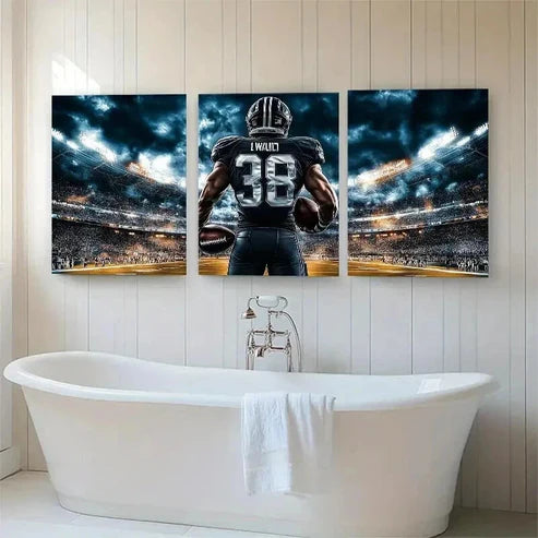 3pcs Football Stadium Powerful Athlete Perfect Wall Art Canvas Unframed - High Quality Print 100% Australian Made Wall Canvas - Bella Home Decor