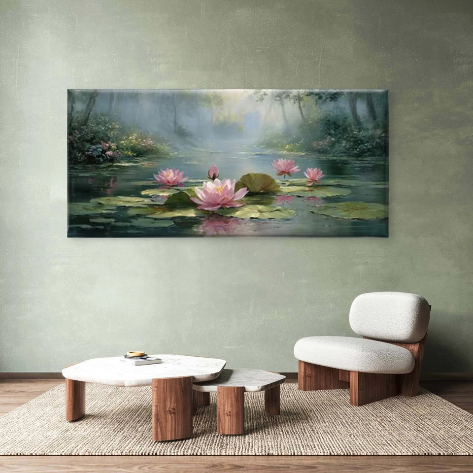 Reflective Water Surface Wall Art Canvas Office Home Room Framed 120x60cm - Bella Home Decor