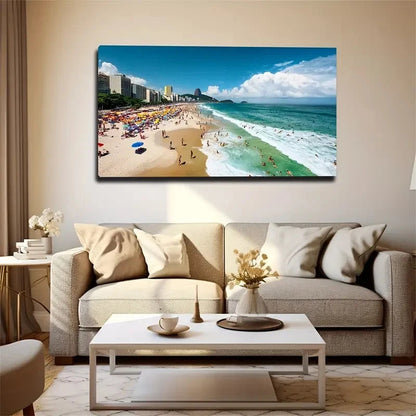 Rio De Janeiro Beach Wall Art Canvas Office Home Room Framed 120x60cm