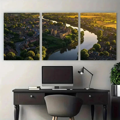 3pcs Historic Shropshire Landscape Perfect Wall Art Set Canvas Framed 50x70cm - High Quality Print 100% Australian Made Wall Canvas Ready to Hang
