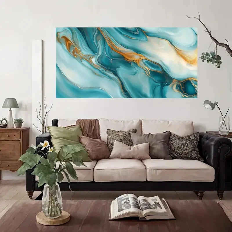 Swirl Abstract Color Mixing Wall Art Canvas Office Home Room Framed 120x60cm